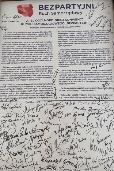 Skan Apelu Bezpartyjni z podpisami — 2018