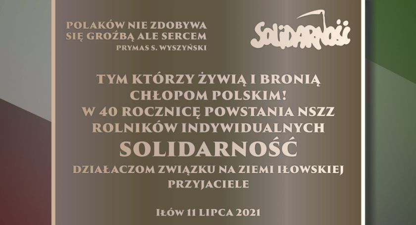 Zbiórka na Tablicę Pamiątkową Solidarność Rolników Indywidualnych w Iłowie