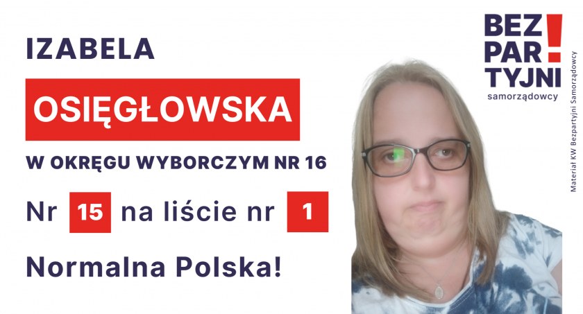 OSIĘGŁOWSKA IZABELA - OKRĘG WYBORCZY NR 16 - nr 15 na liście - Sejm 2023