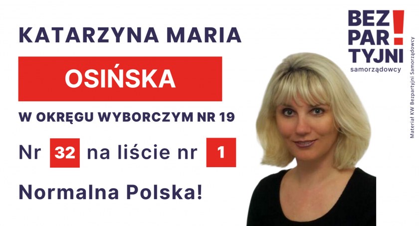 OSIŃSKA KATARZYNA MARIA - OKRĘG WYBORCZY NR 19 - nr 32 na liście - Sejm 2023