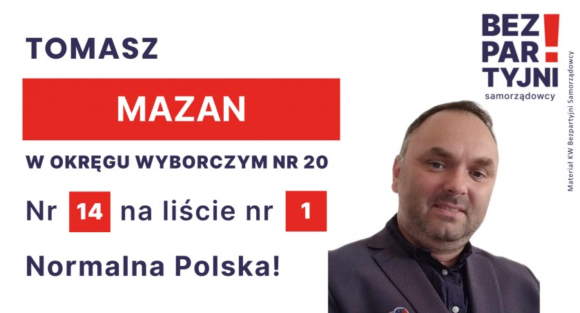 MAZAN TOMASZ - OKRĘG WYBORCZY NR 20 - nr 14 na liście - Sejm 2023
