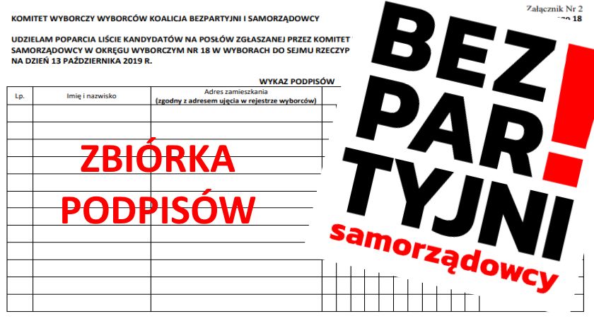 KWW Koalicja Bezpartyjni i Samorządowcy ruszyła ze zbiórka podpisów