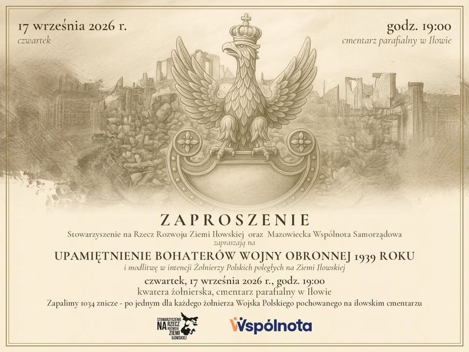 Spieszymy z zaproszeniem. UPAMIĘTNIENIE BOHATERÓW WOJNY OBRONNEJ 1939 ROKU Czwartek, 17 wr…
